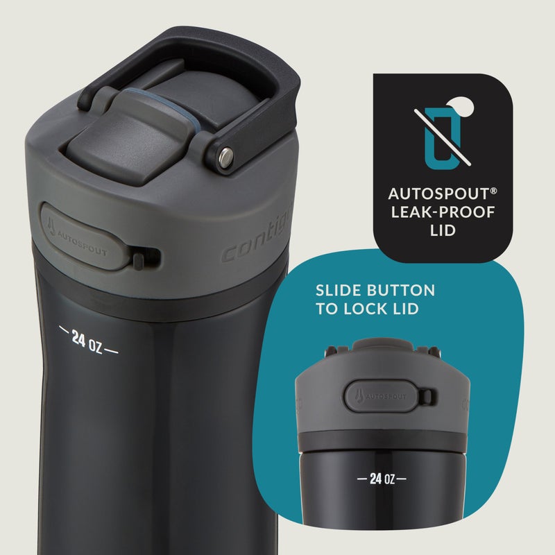 Contigo Ashland 2.0 Water Bottle with AUTOSPOUT Lid 24oz. Licorice - Image 2