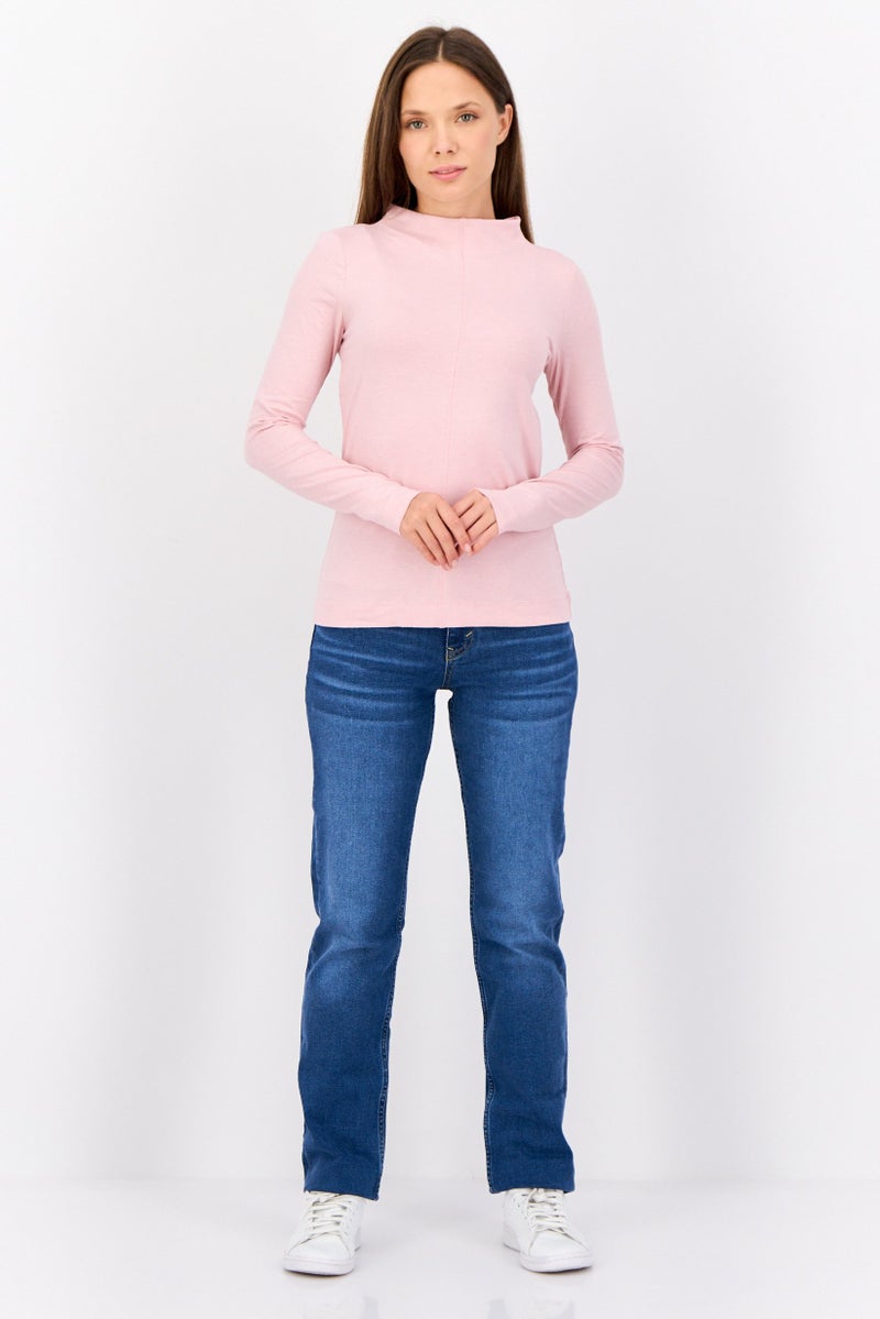 ESPRIT بلوزة نسائية بأكمام طويلة وياقة قارب، خوخي - Image 4