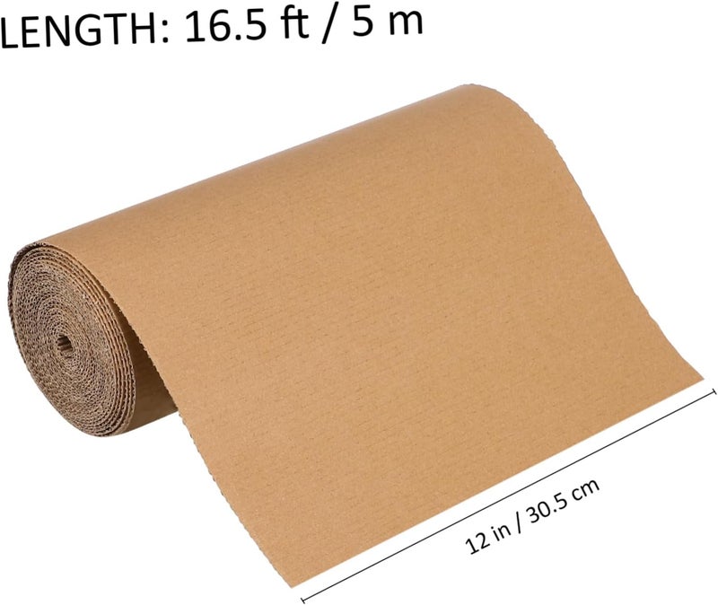 AUTSUPPL 1Roll Corrugated Cardboard Roll Single Face Kraft Paper for Packing Shipping Storage and DIY Crafts Easy to Cut Thick Cushioning for Mailing Protection and Crafting Projects - Image 2