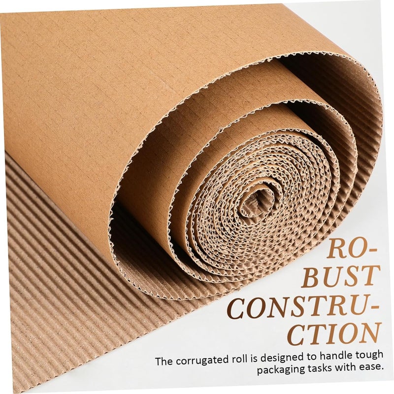 AUTSUPPL 1Roll Corrugated Cardboard Roll Single Face Kraft Paper for Packing Shipping Storage and DIY Crafts Easy to Cut Thick Cushioning for Mailing Protection and Crafting Projects - Image 3