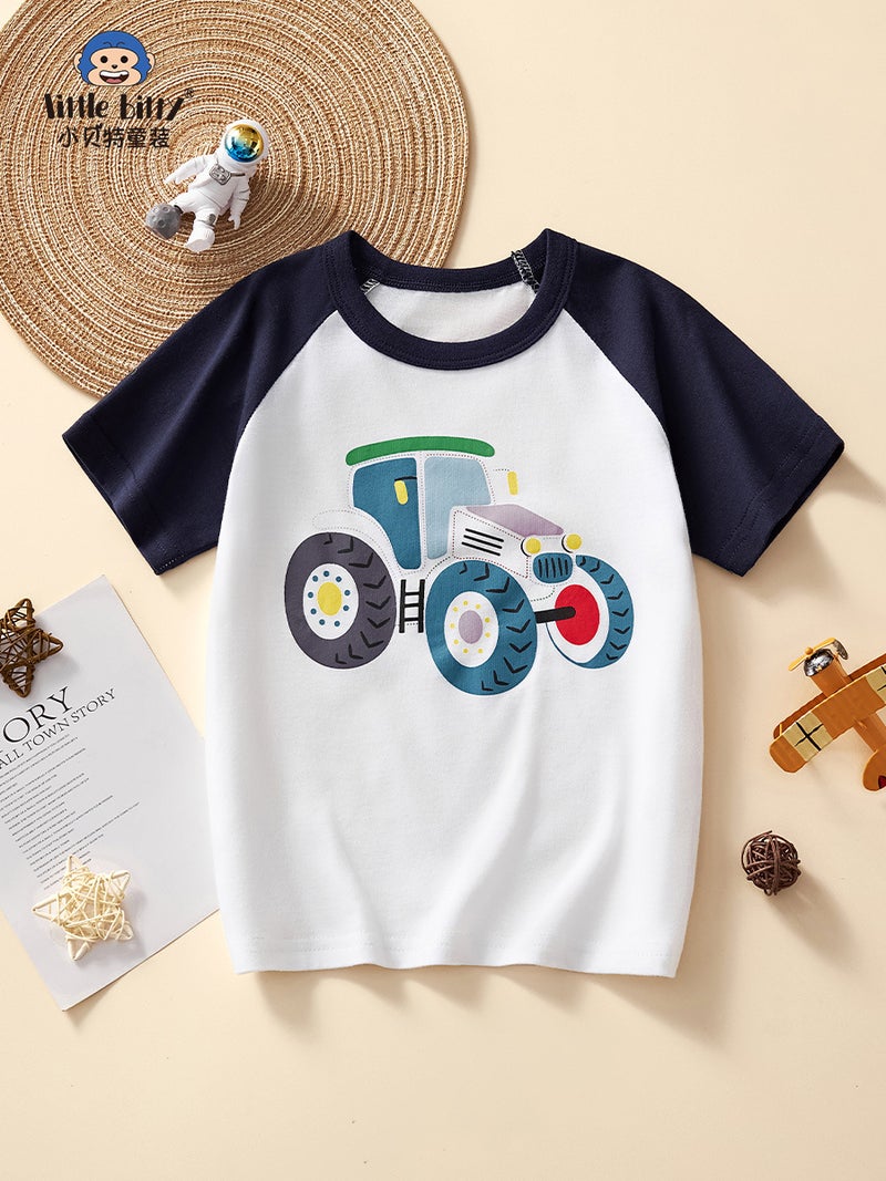 Children'S Clothing Half-Sleeved 2025 Style Boys' Short-Sleeved Kidsren'S Fun Cartoon Car Kidsren'S Cotton T-Shirt Boys Regular Style - Image 2