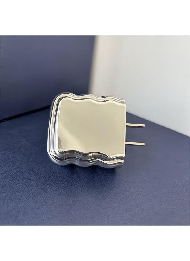 Generic - Electroplating 20W Charging Head Protective Case For Apple 20/18W Fast Charging Three-dimensional Wave Charger Protective Case-Specifications:Stacked Wave Style + Fuel Injection Silver - Image 1