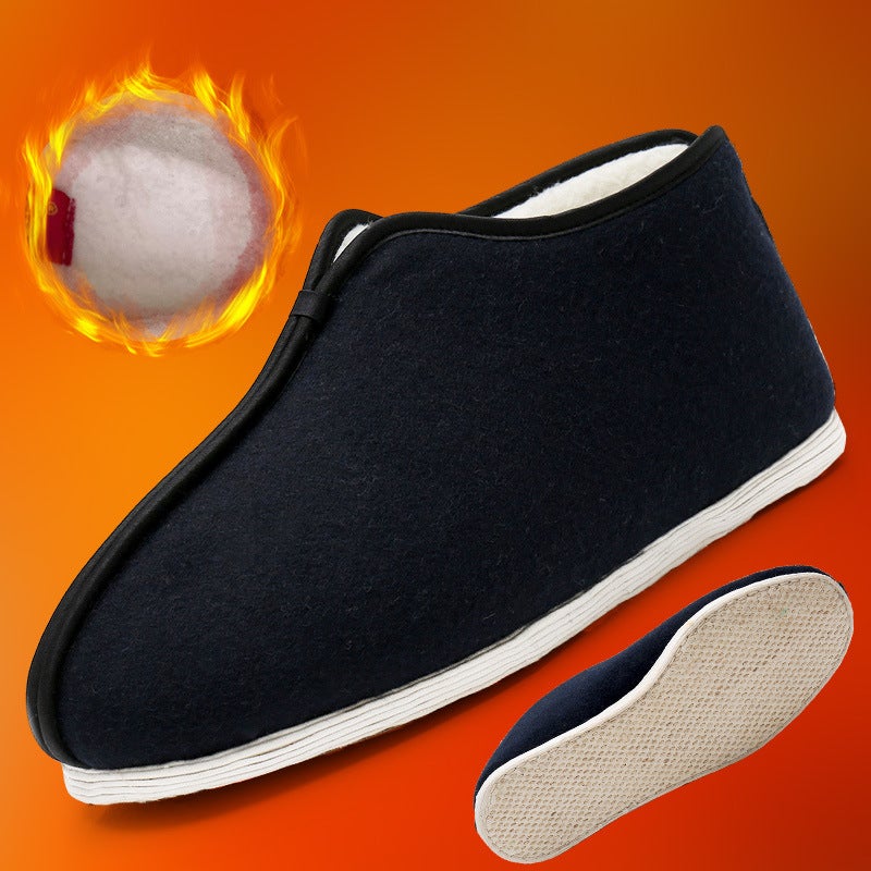 Winter Old Beijing Cloth Shoes Fleece-Lined Warm Cotton Shoes Middle-Aged And Elderly Dad Shoes Chinese Style Slip-On Casual Grandpa Cotton Boots - Image 1