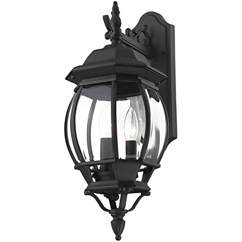 Livex Lighting 7707-14 Outdoor Wall Lantern with Clear Beveled Glass Shades, Black - Image 4