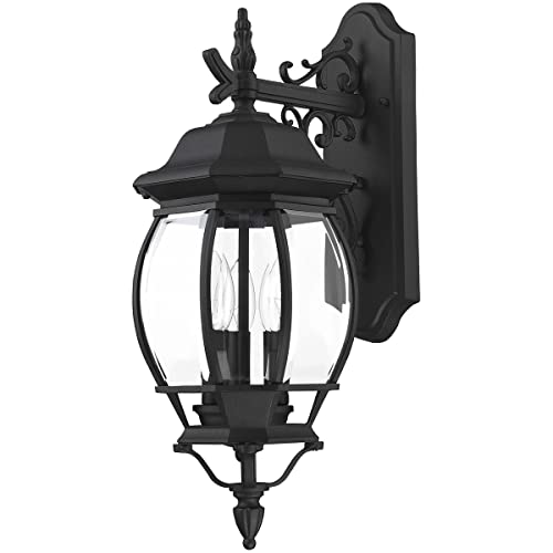 Livex Lighting 7707-14 Outdoor Wall Lantern with Clear Beveled Glass Shades, Black - Image 2