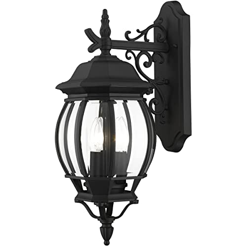 Livex Lighting 7707-14 Outdoor Wall Lantern with Clear Beveled Glass Shades, Black - Image 3