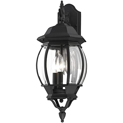 Livex Lighting 7707-14 Outdoor Wall Lantern with Clear Beveled Glass Shades, Black - Image 5