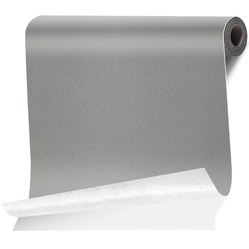 Cahomo Leather Repair Tape Patch, 35.4" x 79" Self Adhesive Leather Patches for Furniture,Vinyl Repair Kit for Car Seat, Couch, Chairs, Boat Seat, Sofa Grey - Image 1