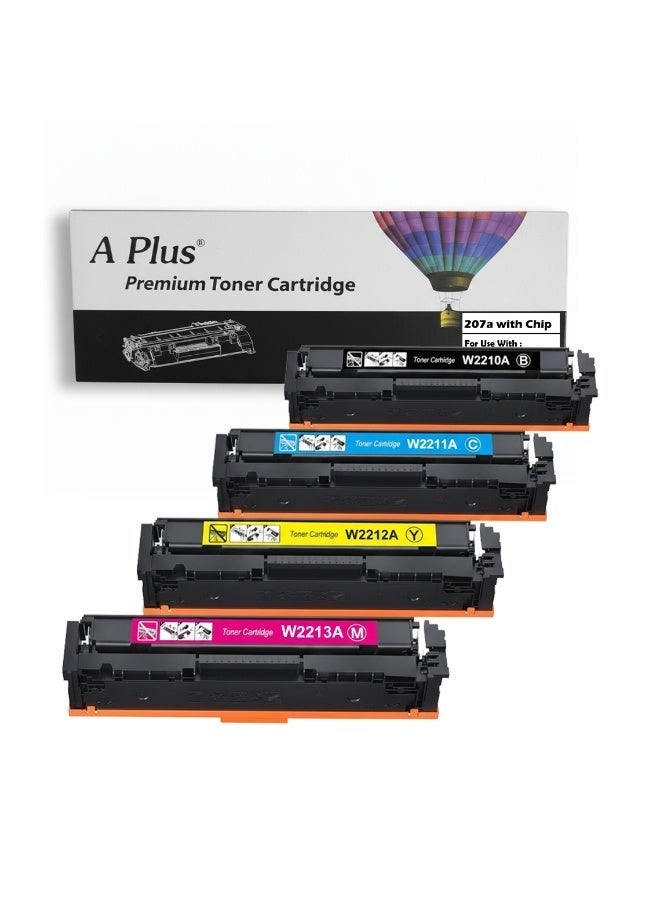 APLUS 207A/W2210A/W2211A/W2212A/W2213A Compatible Toner Cartridge for HP Color LaserJet Pro M255, MFP M282, M283 Series - High Yield Black & Color Set - Image 1