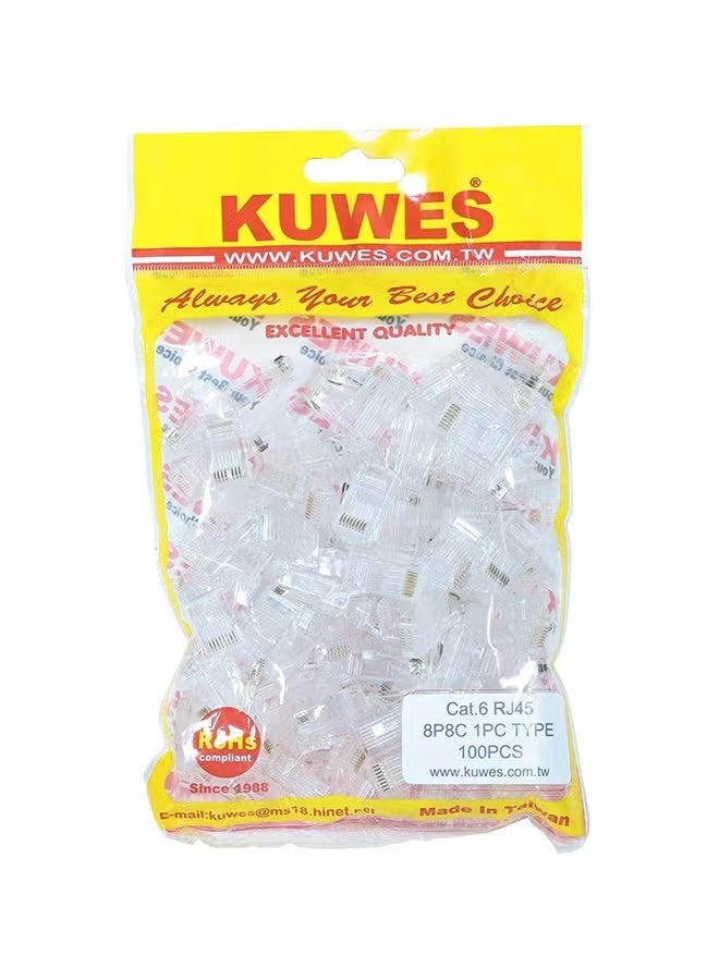 Kuwes 100-Piece Cat.6 RJ45 Connectors Clear - Image 1