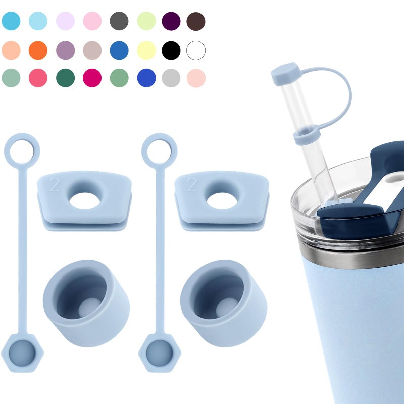 DUNLAGUE Silicone Spill Stopper Set Compatible with Stanley Cup 2.0 30oz & 40oz with Straw Cover (Set of 2  Chambary) - Image 1