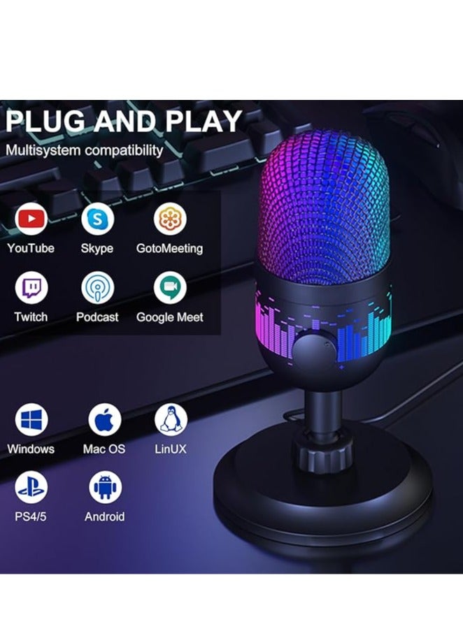 general USB RGB Gaming Microphone for PC, Mac, PS4/5, for Twitch Streaming Recording, Gaming, Podcasting, YouTube - Image 4