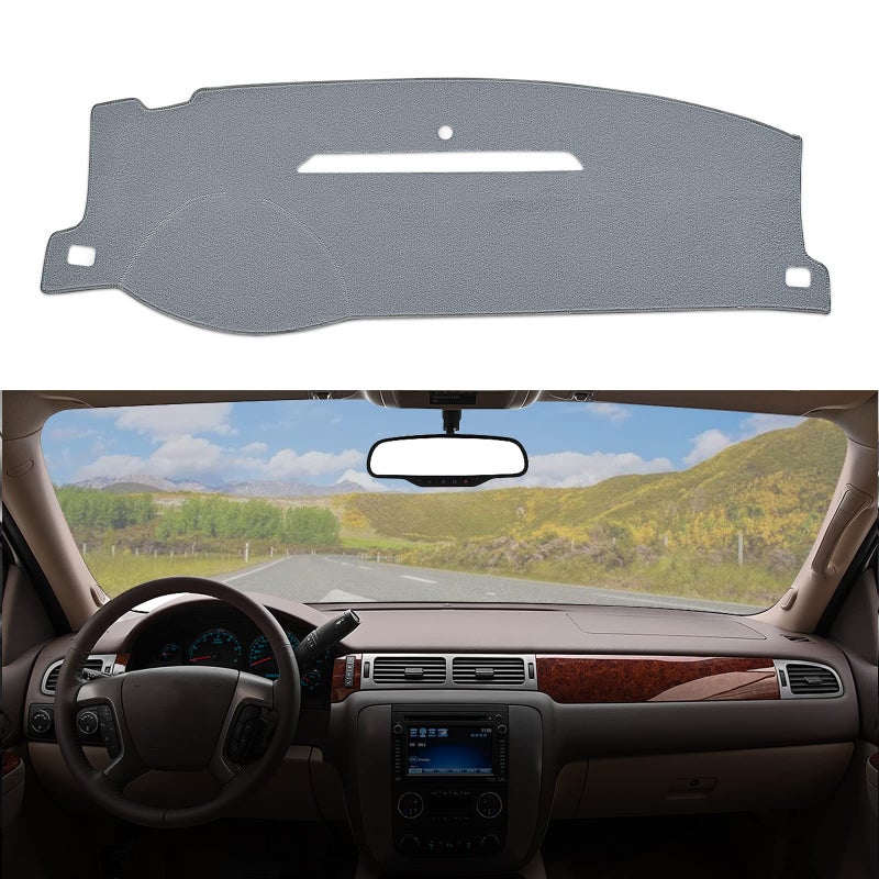 Dashboard Dash Cover Mat Carpet Compatible with 0714 Chevy Tahoe Suburban Denali Avalanche GMC YukonXL0713 Chevy Silverado Sierra Without Dash Speaker and Only One Glove BoxAirbag box can open