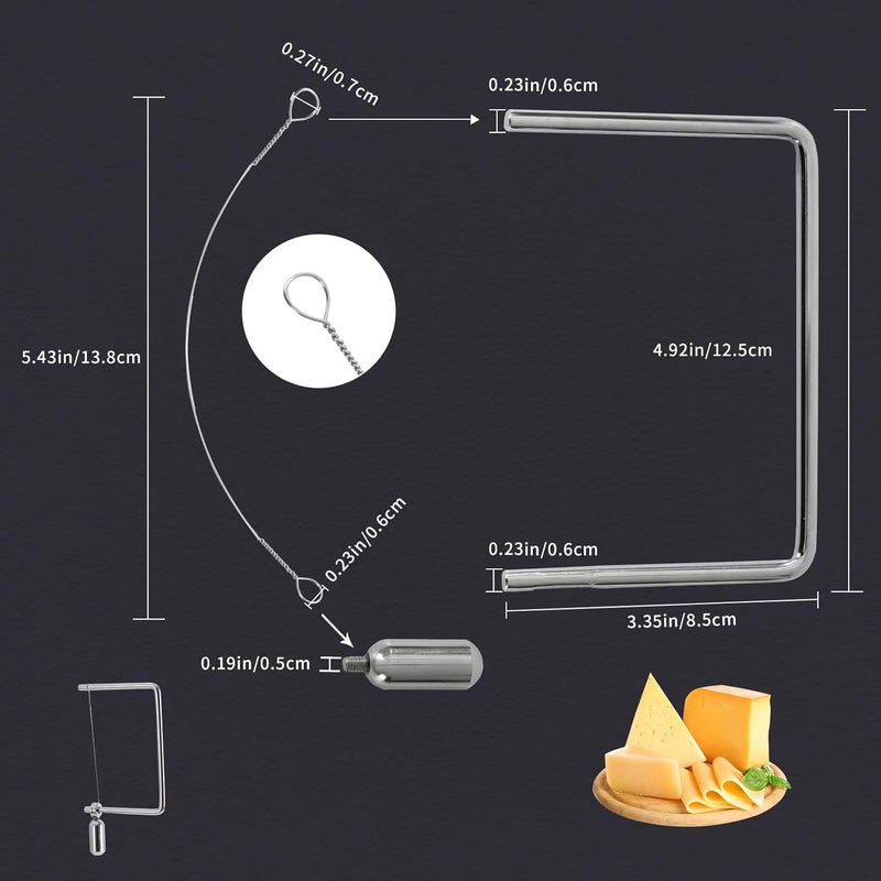 xinglinsaiter 4 Pcs Cheese Slicer Wire Replacement For Marble Cheese Slicer Board,Cheese Cutter Wire for Block Cheeses Butter Cutting,Silver(Cheese cutting wire with frame) - Image 2