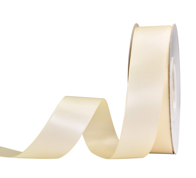 YAMA Double Face Satin Ribbon  1 Inch 25 Yards for Gift Package WrappingFloral DesignHair Bow Clip MakingCraftingSewingWedding Decor Ivory