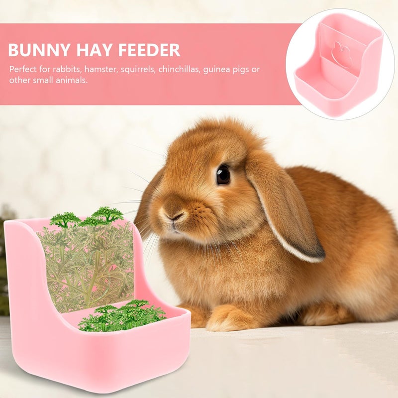 Large Capacity Anti Tip 2 In 1 Rabbit Hay Feeder And Food Bowl For Bunnies Guinea Pigs Chinchillas Pink - Image 5