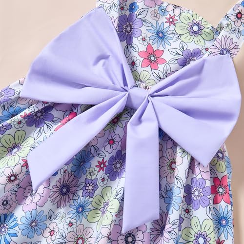 Saeaby Baby Girl Clothes Summer Purple Dress Infant Boho Short Sleeve Dresses Floral Baby Outfit Baby Girl Gifts 3-6 Month Girl Clothes - Image 2