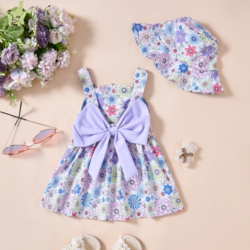 Saeaby Baby Girl Clothes Summer Purple Dress Infant Boho Short Sleeve Dresses Floral Baby Outfit Baby Girl Gifts 3-6 Month Girl Clothes - Image 4