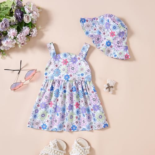 Saeaby Baby Girl Clothes Summer Purple Dress Infant Boho Short Sleeve Dresses Floral Baby Outfit Baby Girl Gifts 3-6 Month Girl Clothes - Image 3