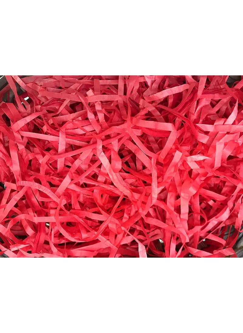 ECO SARRAS Eco Sarras thin shredded paper crinkle paper grass strips gift tray decoration gift hamper decorations gift box fillers wedding birthday valentines day gift 500 Grams Red  - Image 3
