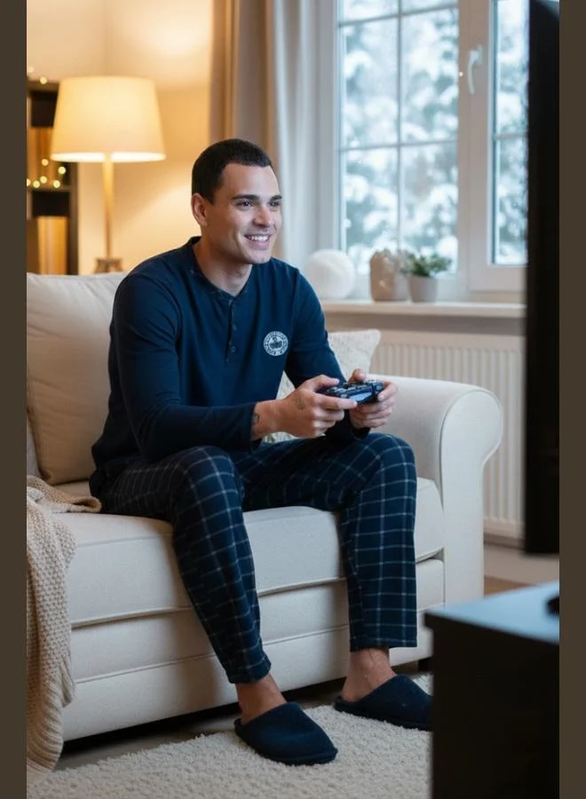 Buratti Plaid Soft Texture Regular Fit Long Sleeve Pajama Set Men's PAJAMAS SET 609611030