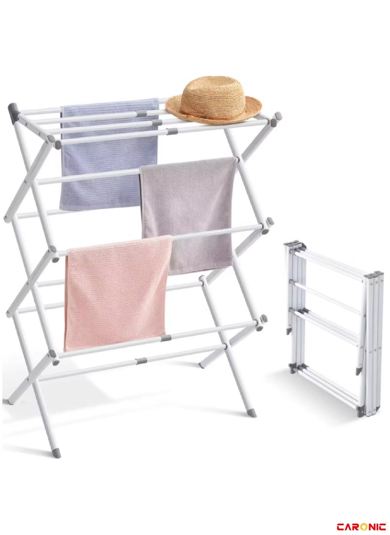 CARONIC Expandable And Foldable Clothes Drying Stand Clothes Rack For Air Drying Clothing Sturdy Durable Clothes Dryer Laundry Drying Stand For Indoor Outdoor Balcony White  - Image 2