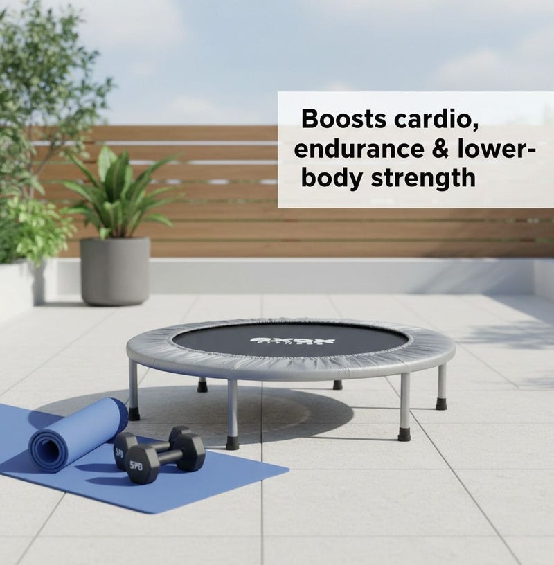 Axox Fitness Aerobic Bouncer Trampoline 38 Inch, High Bounce Mini Fitness Trampoline for Adults, Cardio Workout Rebounder, HIIT Exercise Equipment for Home Gym, Fat Burning, Aerobic Training, 100 kg Capacity - Image 3