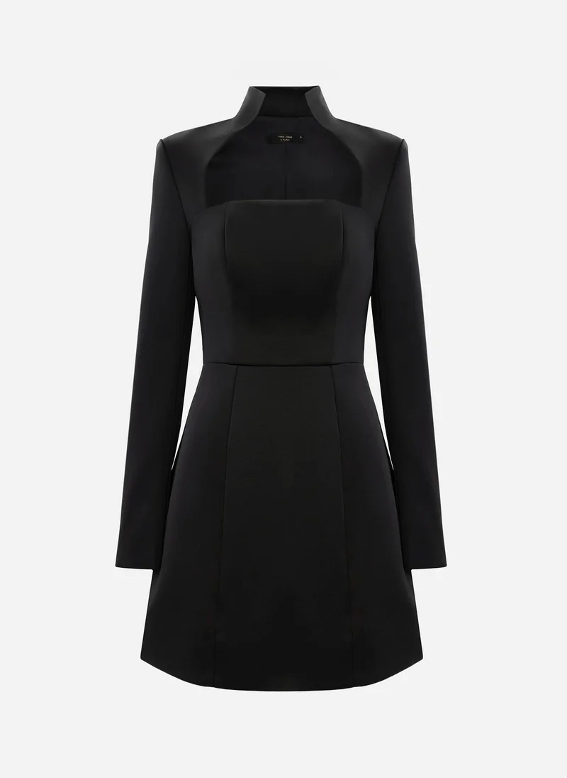 Lichi Mini dress with stand-up collar and curved neckline