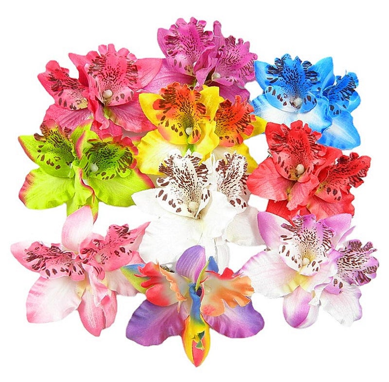 ALIMITOPIA Flower Hair Clip Bohemia Hawaiian Fabric Artificial Thai Orchid Flower Alligator Hair Clip Hairpin Barrette Headdress Bobby Pins Headwear Hair Accessories(4 inches;8pcs) - Image 4