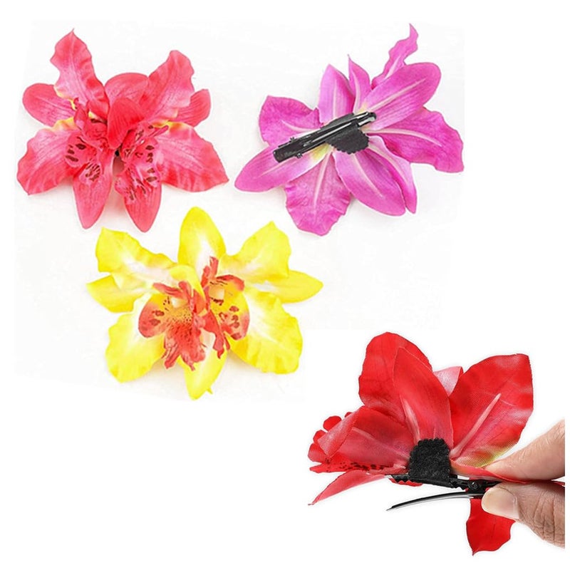 ALIMITOPIA Flower Hair Clip Bohemia Hawaiian Fabric Artificial Thai Orchid Flower Alligator Hair Clip Hairpin Barrette Headdress Bobby Pins Headwear Hair Accessories(4 inches;8pcs) - Image 3