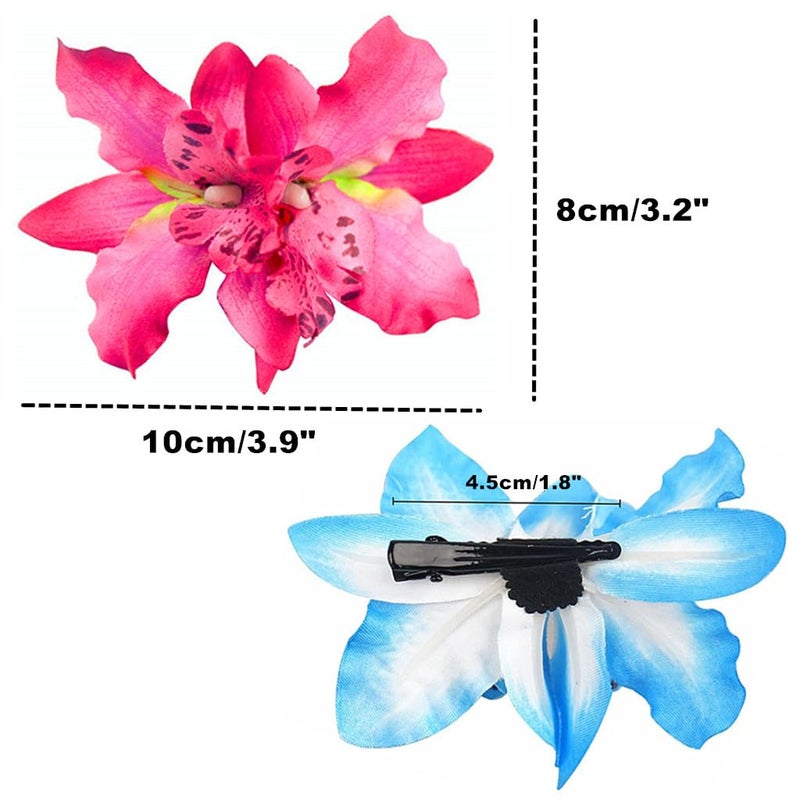 ALIMITOPIA Flower Hair Clip Bohemia Hawaiian Fabric Artificial Thai Orchid Flower Alligator Hair Clip Hairpin Barrette Headdress Bobby Pins Headwear Hair Accessories(4 inches;8pcs) - Image 2