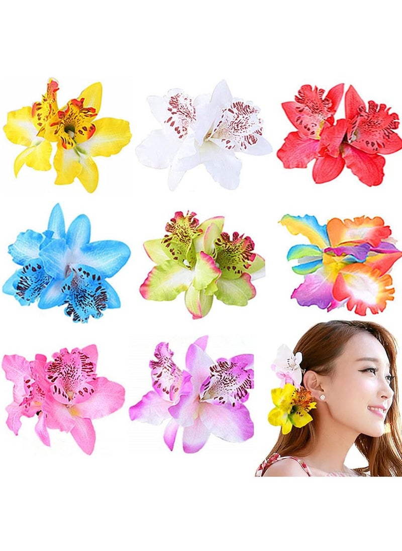 ALIMITOPIA ALIMITOPIA Flower Hair Clip Bohemia Hawaiian Fabric Artificial Thai Orchid Flower Alligator Hair Clip Hairpin Barrette Headdress Bobby Pins Headwear Hair Accessories(4 inches;8pcs)  - Image 1