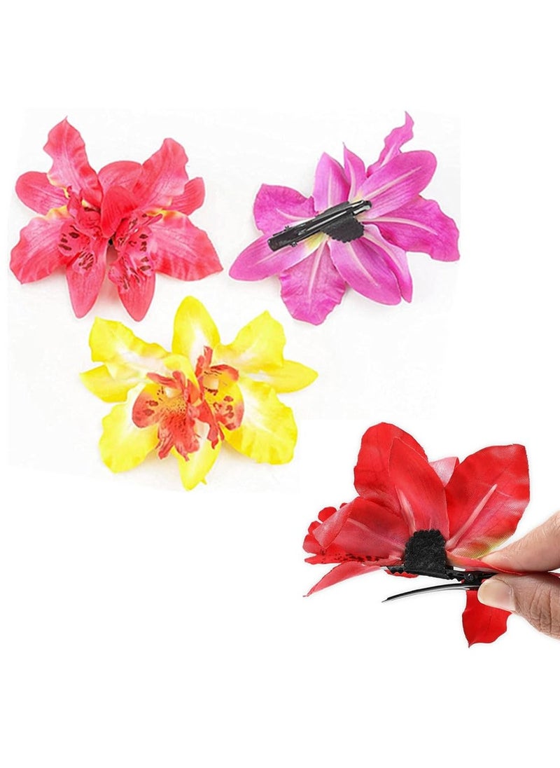 ALIMITOPIA ALIMITOPIA Flower Hair Clip Bohemia Hawaiian Fabric Artificial Thai Orchid Flower Alligator Hair Clip Hairpin Barrette Headdress Bobby Pins Headwear Hair Accessories(4 inches;8pcs)  - Image 2