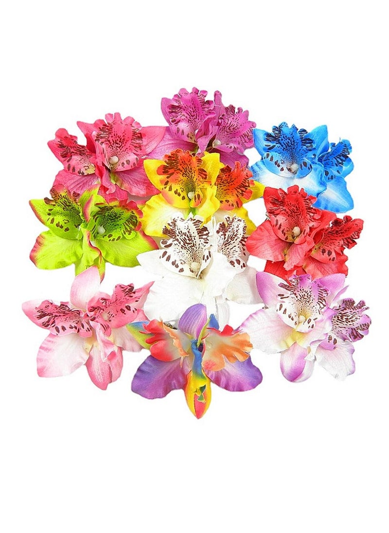 ALIMITOPIA ALIMITOPIA Flower Hair Clip Bohemia Hawaiian Fabric Artificial Thai Orchid Flower Alligator Hair Clip Hairpin Barrette Headdress Bobby Pins Headwear Hair Accessories(4 inches;8pcs)  - Image 3