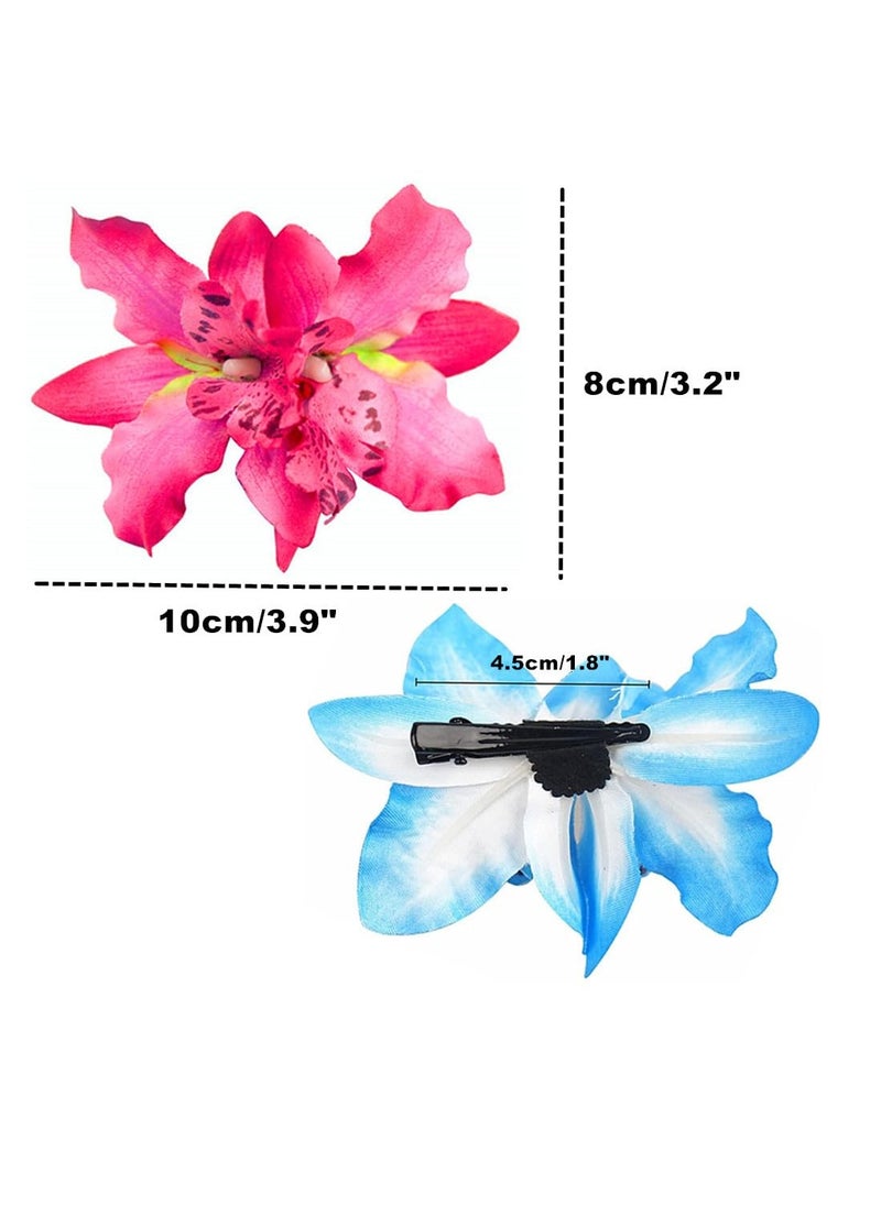 ALIMITOPIA ALIMITOPIA Flower Hair Clip Bohemia Hawaiian Fabric Artificial Thai Orchid Flower Alligator Hair Clip Hairpin Barrette Headdress Bobby Pins Headwear Hair Accessories(4 inches;8pcs)  - Image 4