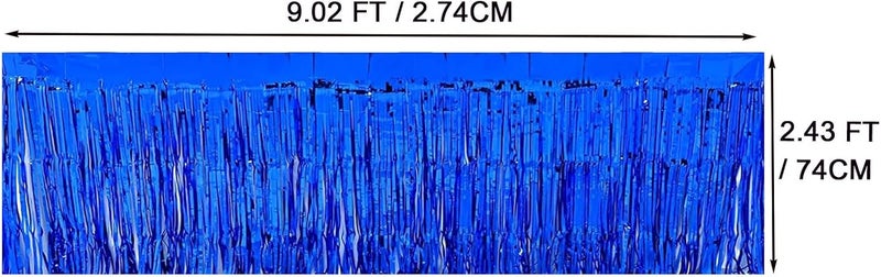 Aimto 4 Pack Metallic Foil Fringe Tinsel Table Skirts,29x108 Inch Party Disposable Table Skirt Banner for Hotel Banquet Parade Floats Mardi Gras Holiday Birthday Wedding New Year Party Decoration(Blue) - Image 2