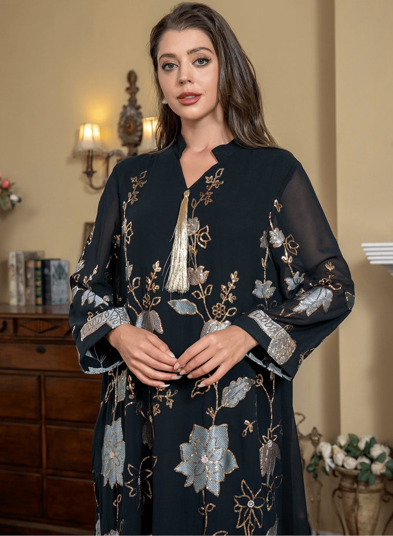 xozgdovg Muslim toga sequin embroidered women's fashion fringe dress  - Image 2