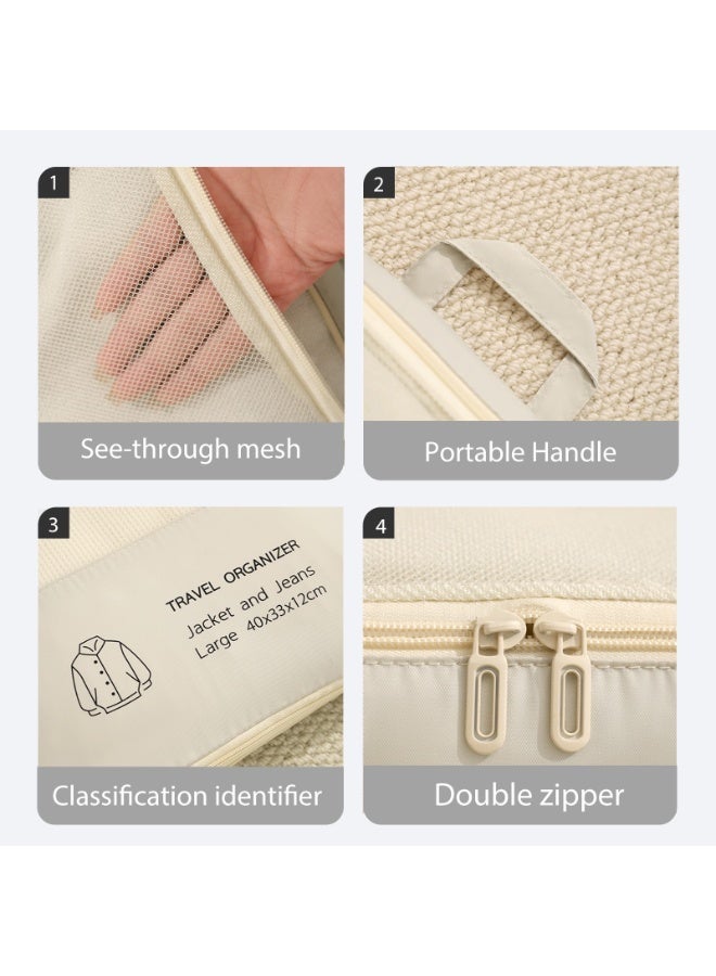 MiiSort Travel Organizer Set 6pcs, Waterproof Packing Cubes with Compression Bags & Zippered Storage| Expandable & Reusable Luggage Organizer for Suitcases, Clothes & Travel Accessories,Beige - Image 2