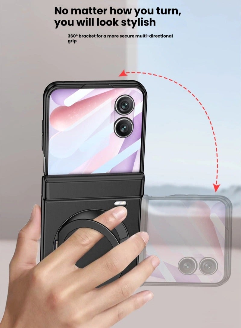 general Compatible with Honor Magic V Flip2 Phone Case Magnetic 360° Rotating Stand Ultra-Thin Matte Foldable Protective Cover Drop-Resistant  Scratch-Resistant Convenient  Practical - Image 4