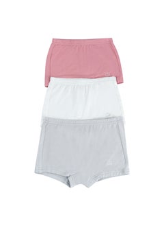 أنفي بيبي Organic Bamboo Girls Boxer Underwear Set Of 3 Grey Pink White  - Image 1