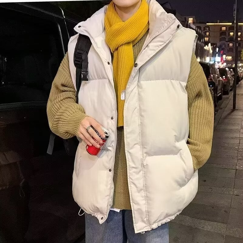Men'S And Women'S Basic Commuter Wear Korean Style Warm Loose Winter Bread Cotton Vest Jacket - Image 4