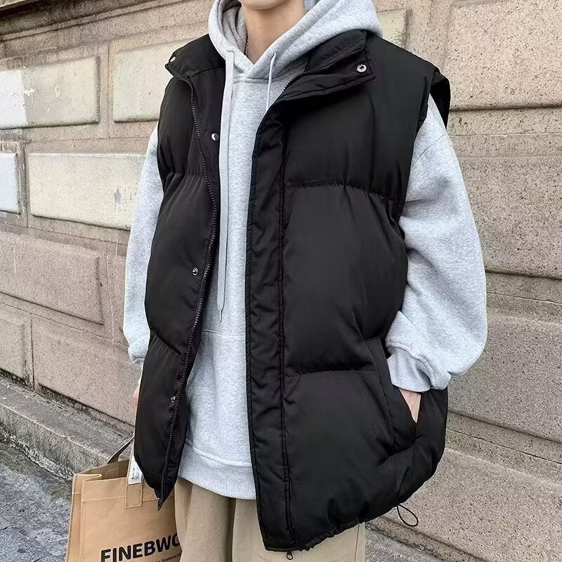 Men'S And Women'S Basic Commuter Wear Korean Style Warm Loose Winter Bread Cotton Vest Jacket - Image 3