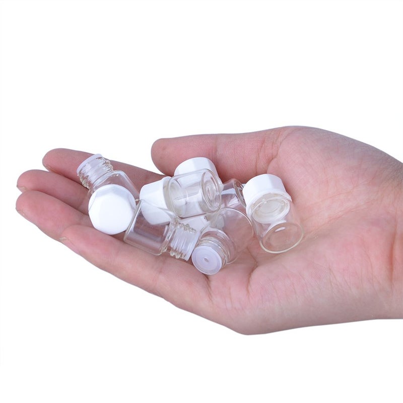 Enslz زجاجات عطر صغيرة شفافة 1 مل 100 قطعة 14 درام مع غطاء أبيض - Image 2