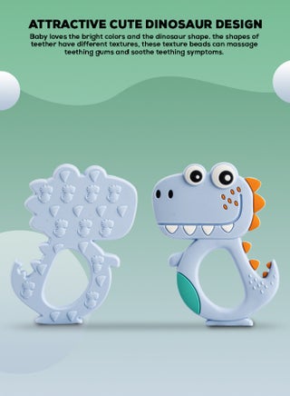 Dinosaur Silicone Teether For Baby Bpa Free Food Grade Silicone Teether For Babies To Soothe Their Gums Easy To Grasp Chewing Toy Teething Toys Baby Teether For 6 To 12 Months Baby Infant - view 5