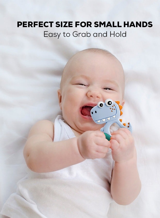 BAYBEE Dinosaur Silicone Teether For Baby Bpa Free Food Grade Silicone Teether For Babies To Soothe Their Gums Easy To Grasp Chewing Toy Teething Toys Baby Teether For 6 To 12 Months Baby Infant - Image 2