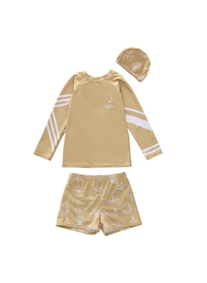 إسكدنيا بدلة سباحة للأطفال من Ins بأكمام طويلة 2023 ملابس سباحة للأولاد صغيرة ومتوسطة وكبيرة الحجم بالجملة - اللون: D2420-4MZ للسفر في أعماق البحار (بطانة كاملة لسروال السباحة) - - Image 1