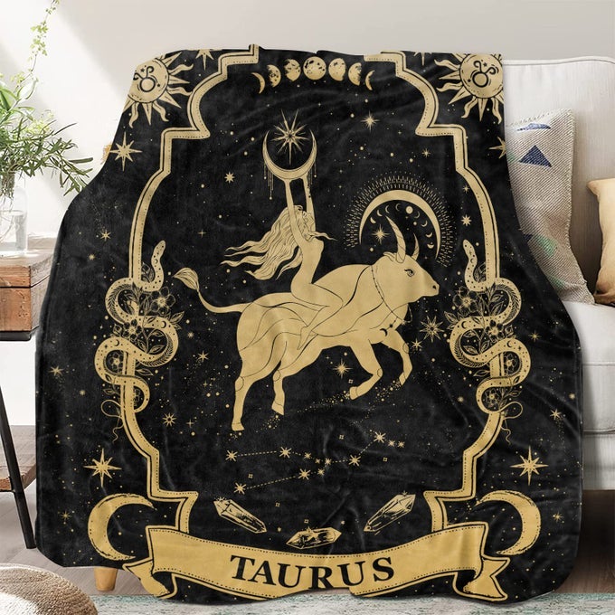 TAURUS ZODIAC BLANKET 60X50 CONSTELLATION SOFT THROW TAROT MOON WITCHY DECOR GIFT