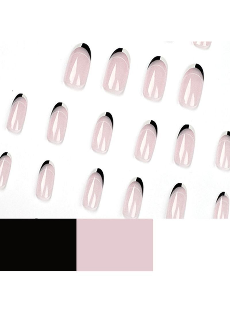 SCHAVO 24Pcs Black And White Fingertips Almond Nails Fake Nails - Image 5