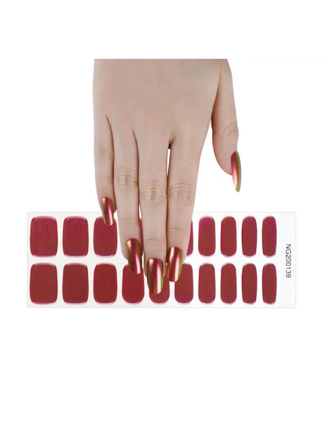 Semi-Cured Gel Nail Wraps – Salon Quality Manicure – Easy Apply & Remove – 20 Strips + File + Wooden Stick - Image 2