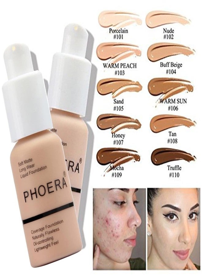 Hilareco PHOERA Foundation Full Coverage Makeup, Mushroom Head Air Cushion CC Cream Natural Foundation, PHOERA Primer, PHOERA Powder, Brushes Foundation Brush,2 Makeup Sponge (101 Porcelain + 02Natural CC) - Image 2